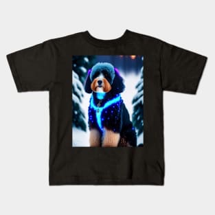 Aussiedoodle Glowing In The Snow Kids T-Shirt